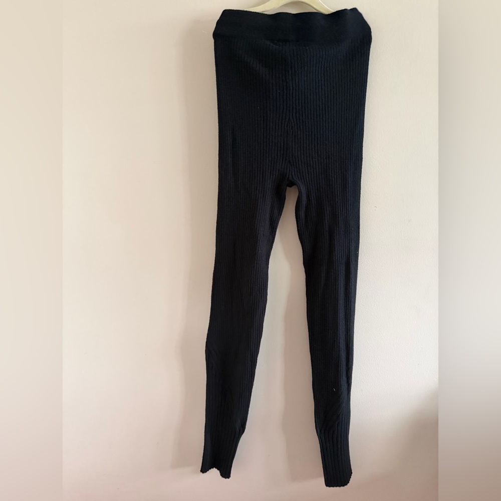 New! Varley Black Ribbed Drawstring Leggings - Picture 3 of 5